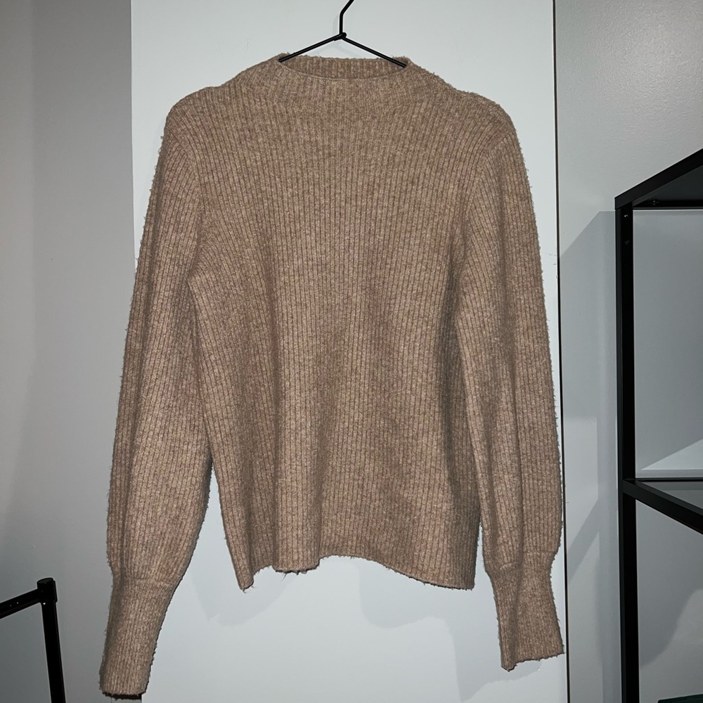 Tan High Neck Sweater